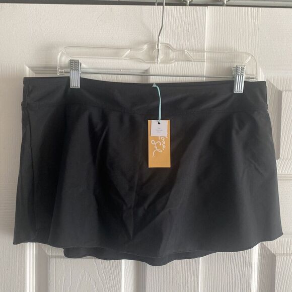Kona Women's Black High‎ Coverage Skirt Swim Bottoms Large NEW Beach Vacation - Picture 1 of 5